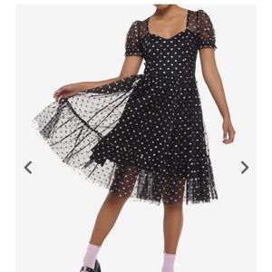 Hot Topic Pink Hearts Glitter Mesh Dress